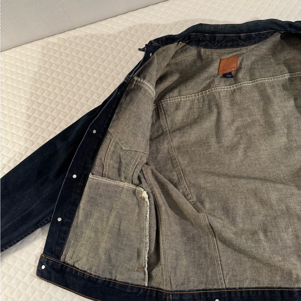 Gap Brown Leather Patch Denim Jacket - image 6